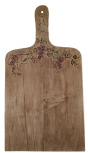 Grapevine wood burned on maple wood